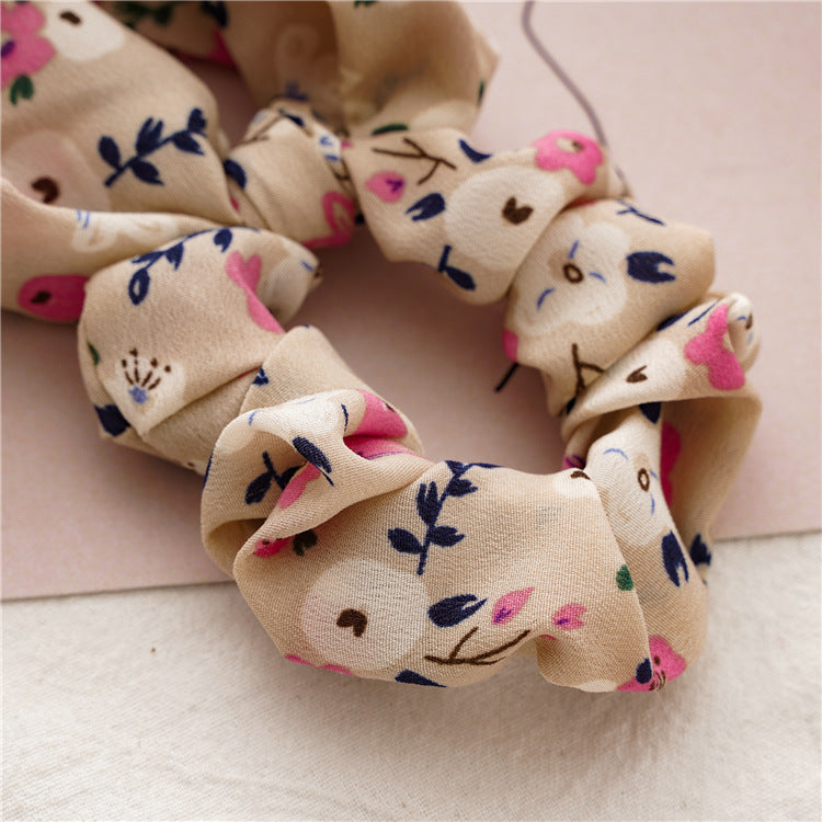 Wholesale Floral Small Fresh Hair Band Ribbon Ponytail Large Intestine Ring