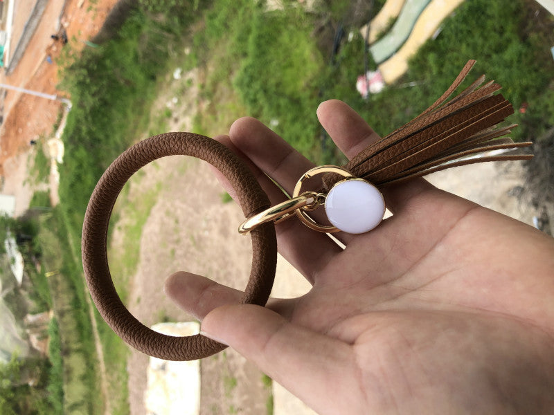 Wholesale Leather Bracelet PU Leather Bracelet Keychain Tassel Pendant Bracelet