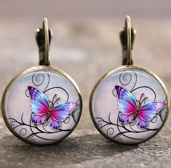 Wholesale Colorful Time Gem Moon Angel Earrings