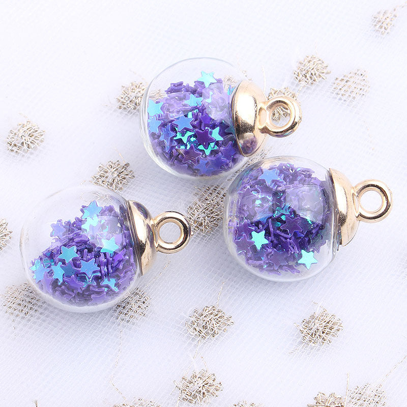 Wholesale 10pcs Colored transparent star glitter crystal glass ball beads