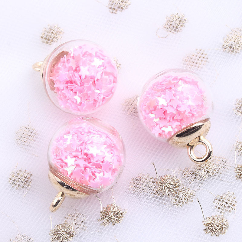 Wholesale 10pcs Colored transparent star glitter crystal glass ball beads