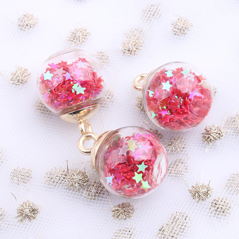 Wholesale 10pcs Colored transparent star glitter crystal glass ball beads
