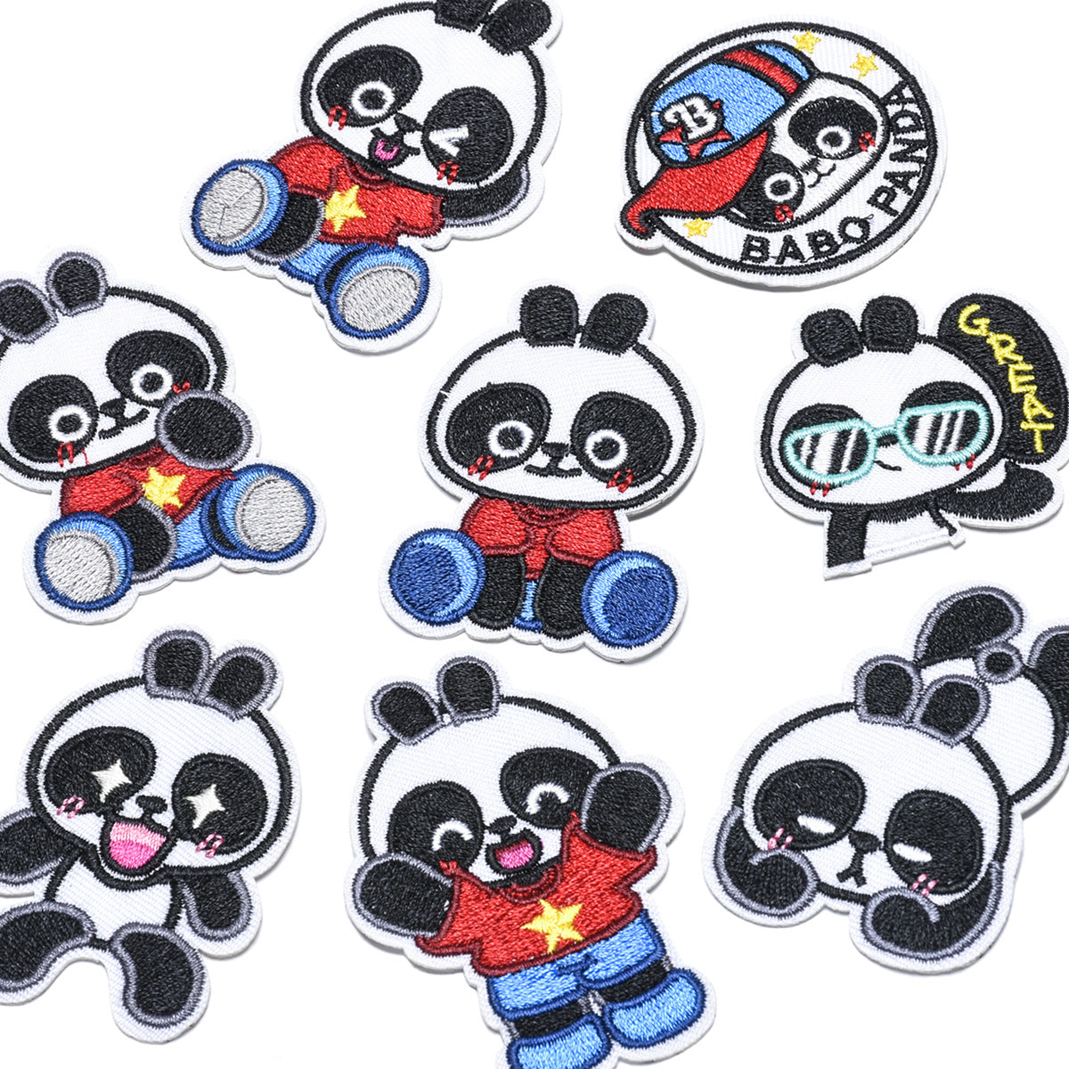 Wholesale Cute Panda Embroidered Cloth Patch Set Iron On DIY Decorative Clothing Accessory For Casual Resale