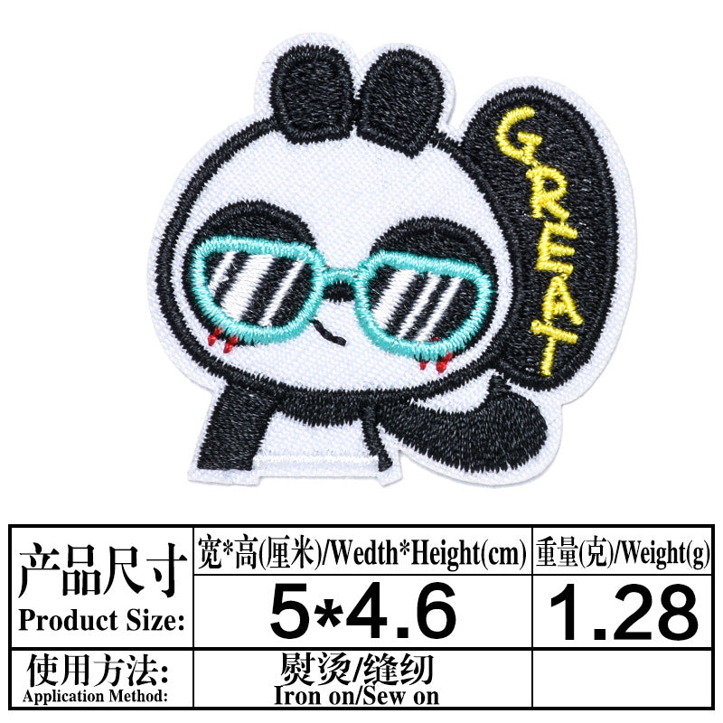 Wholesale Cute Panda Embroidered Cloth Patch Set Iron On DIY Decorative Clothing Accessory For Casual Resale
