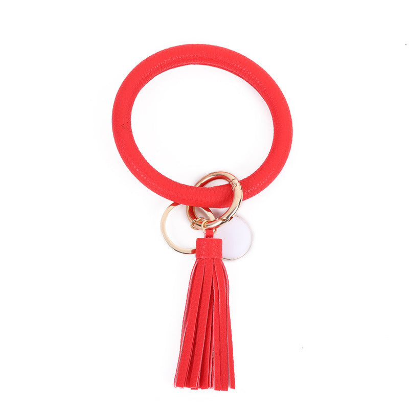 Wholesale Leather Bracelet PU Leather Bracelet Keychain Tassel Pendant Bracelet