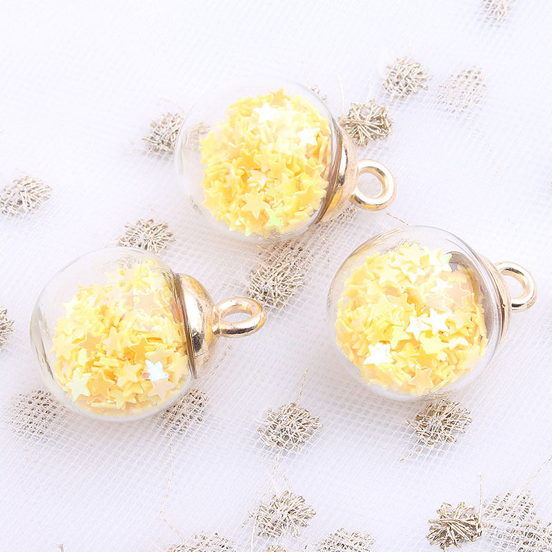 Wholesale 10pcs Colored transparent star glitter crystal glass ball beads