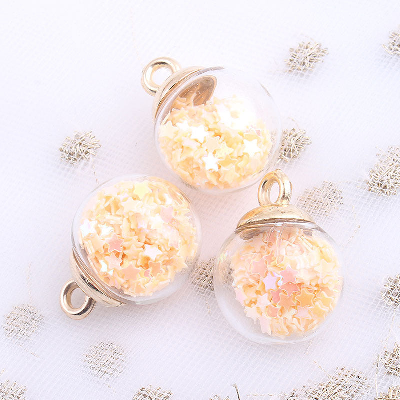 Wholesale 10pcs Colored transparent star glitter crystal glass ball beads