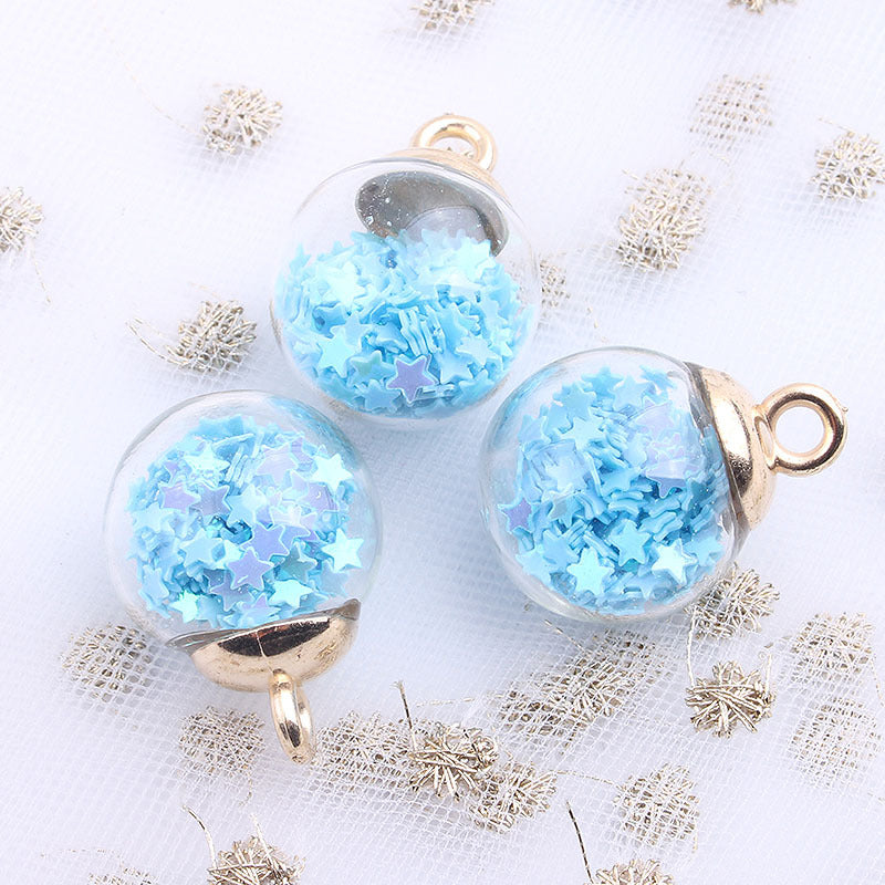 Wholesale 10pcs Colored transparent star glitter crystal glass ball beads