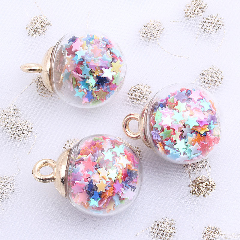 Wholesale 10pcs Colored transparent star glitter crystal glass ball beads