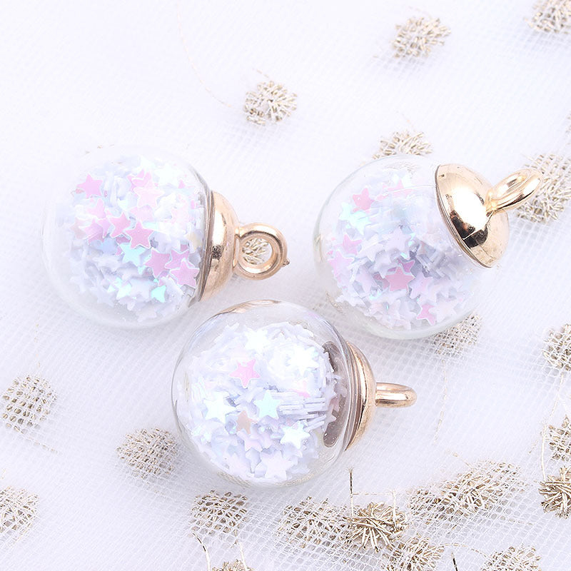 Wholesale 10pcs Colored transparent star glitter crystal glass ball beads