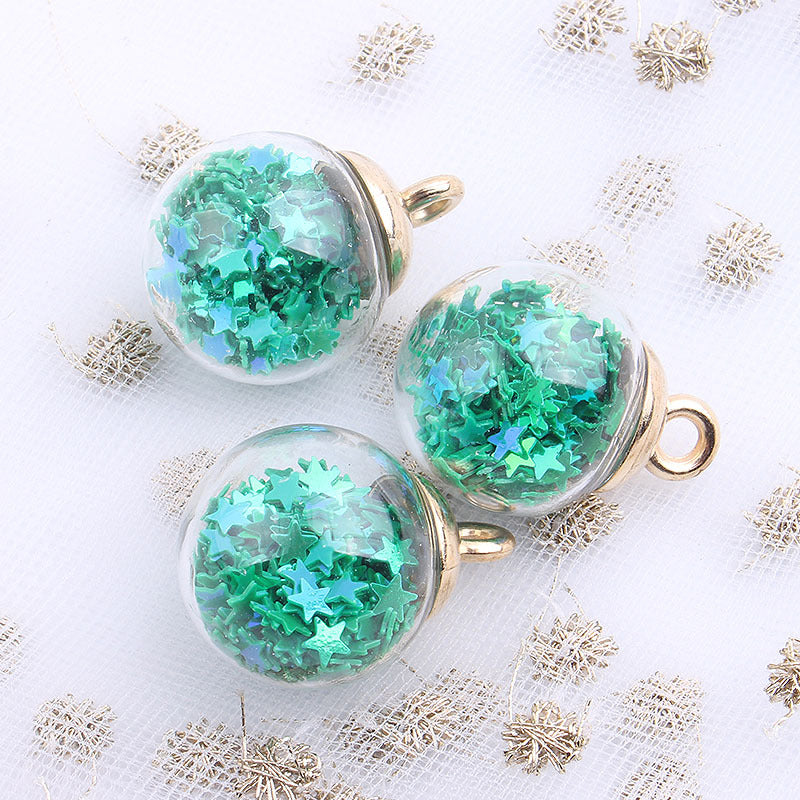 Wholesale 10pcs Colored transparent star glitter crystal glass ball beads