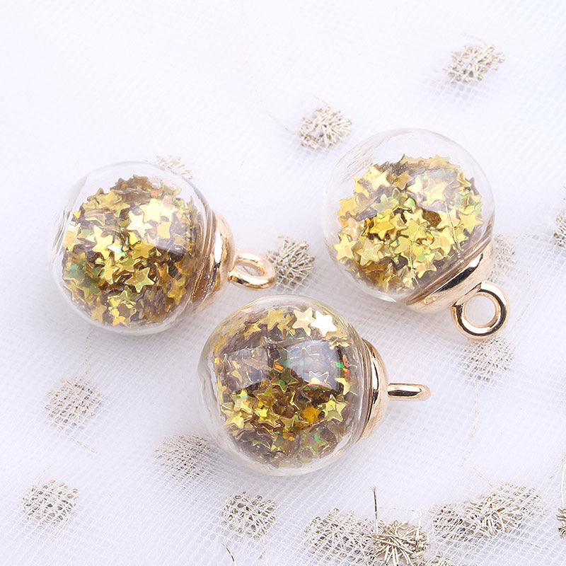 Wholesale 10pcs Colored transparent star glitter crystal glass ball beads
