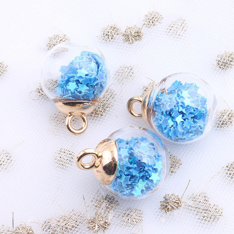 Wholesale 10pcs Colored transparent star glitter crystal glass ball beads