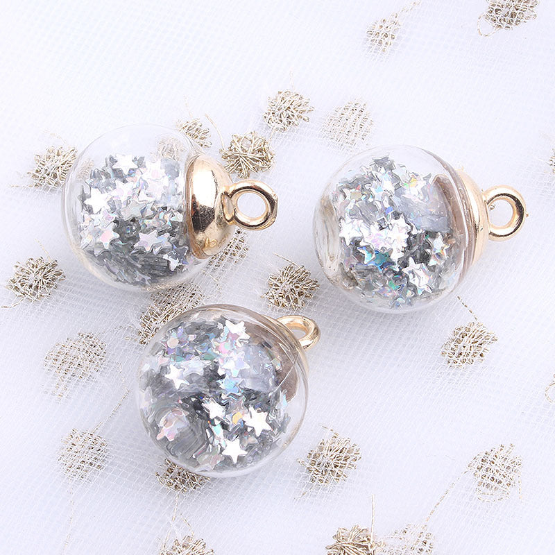Wholesale 10pcs Colored transparent star glitter crystal glass ball beads