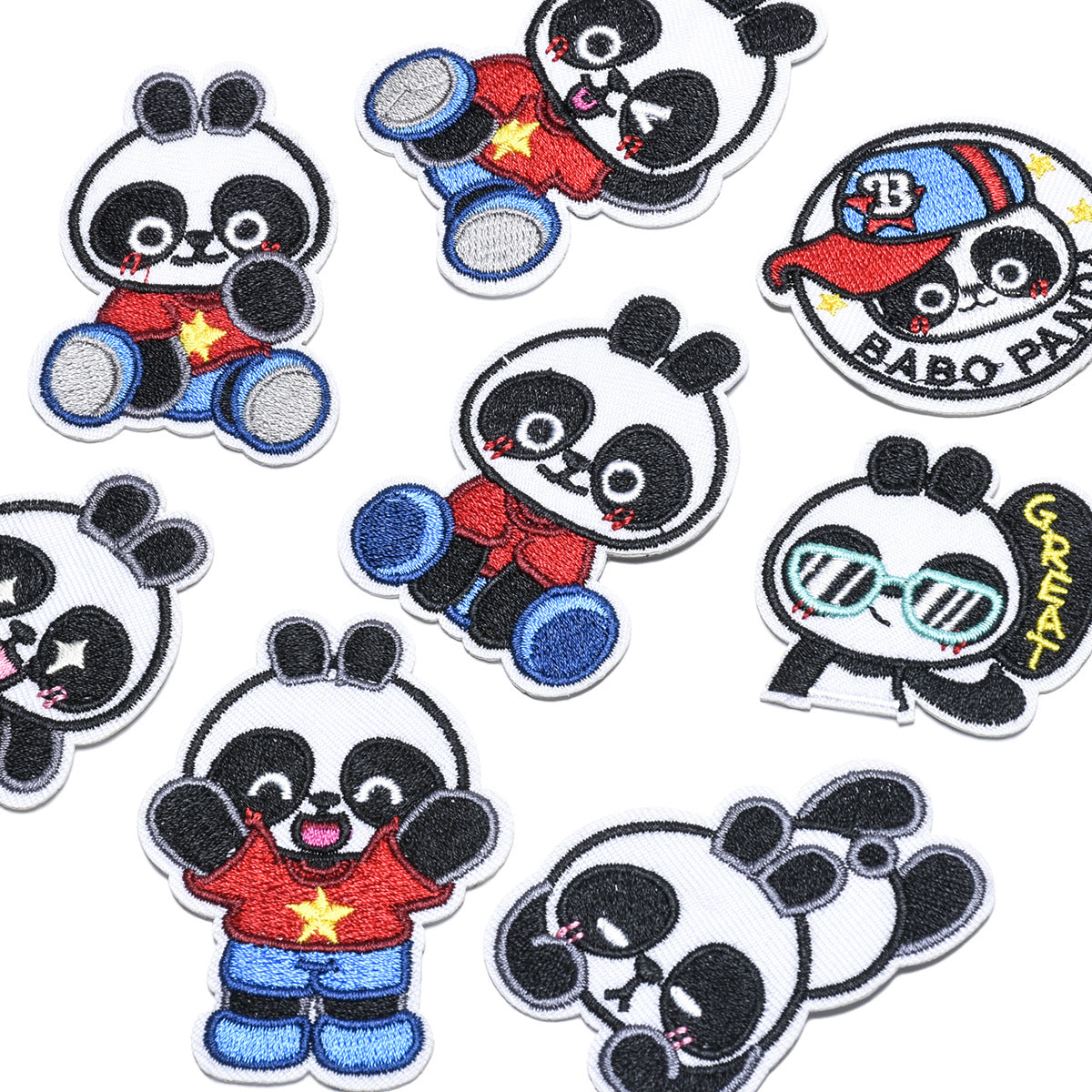 Wholesale Cute Panda Embroidered Cloth Patch Set Iron On DIY Decorative Clothing Accessory For Casual Resale