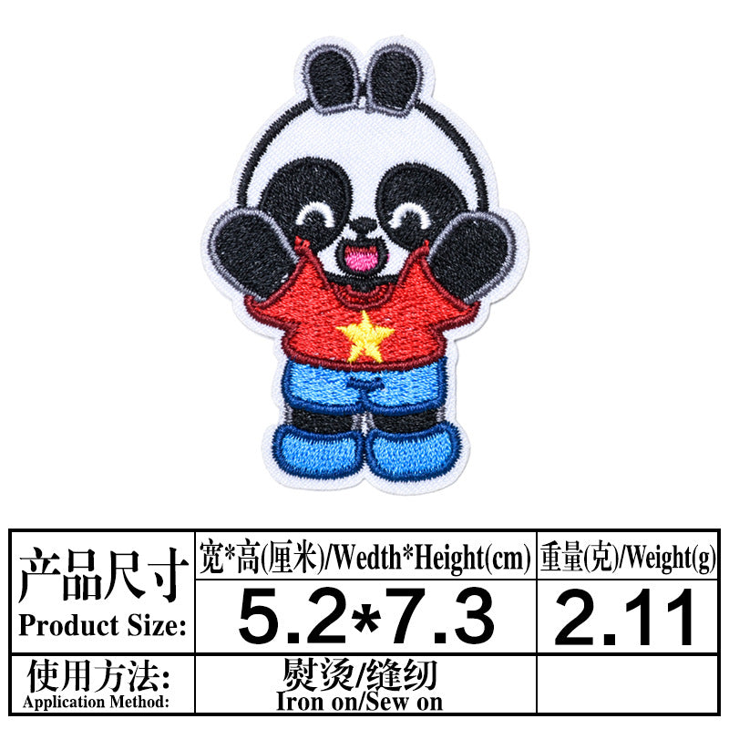 Wholesale Cute Panda Embroidered Cloth Patch Set Iron On DIY Decorative Clothing Accessory For Casual Resale