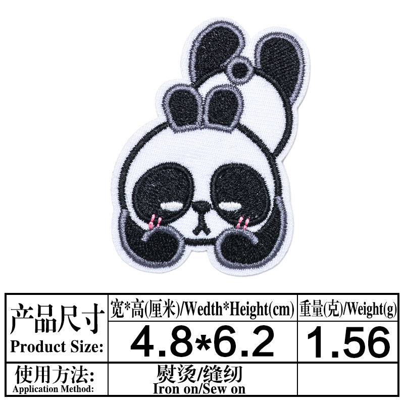 Wholesale Cute Panda Embroidered Cloth Patch Set Iron On DIY Decorative Clothing Accessory For Casual Resale