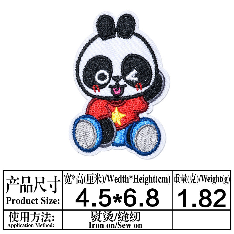 Wholesale Cute Panda Embroidered Cloth Patch Set Iron On DIY Decorative Clothing Accessory For Casual Resale