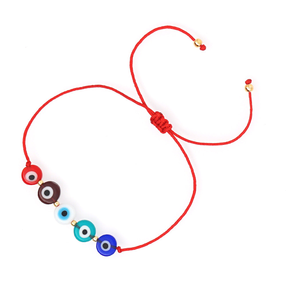 Wholesale Colored Glass Evil Eye Color Preserving Golden Beads Bracelet