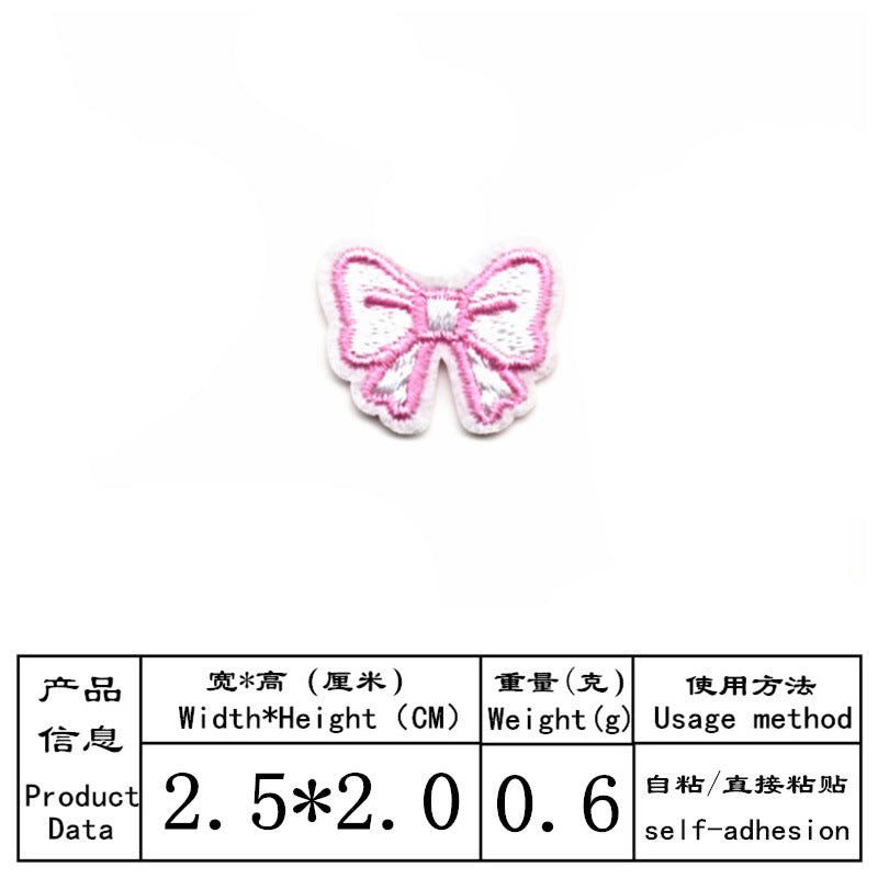 Wholesale Self Adhesive Embroidered Cloth Patches Set Of 25 Heart Flower Bowknot Designs For Towel DIY Decorative Accent