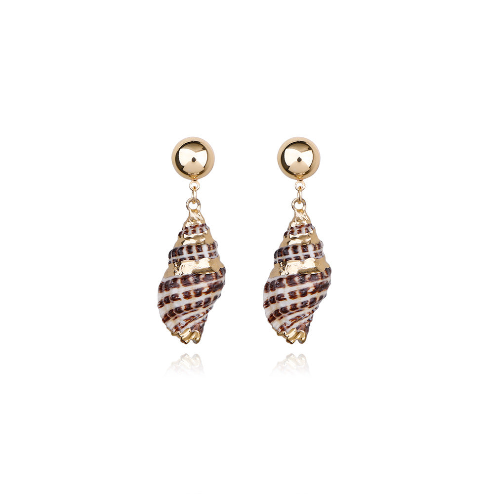 Wholesale Natural Pearl Seashell Conch Earrings