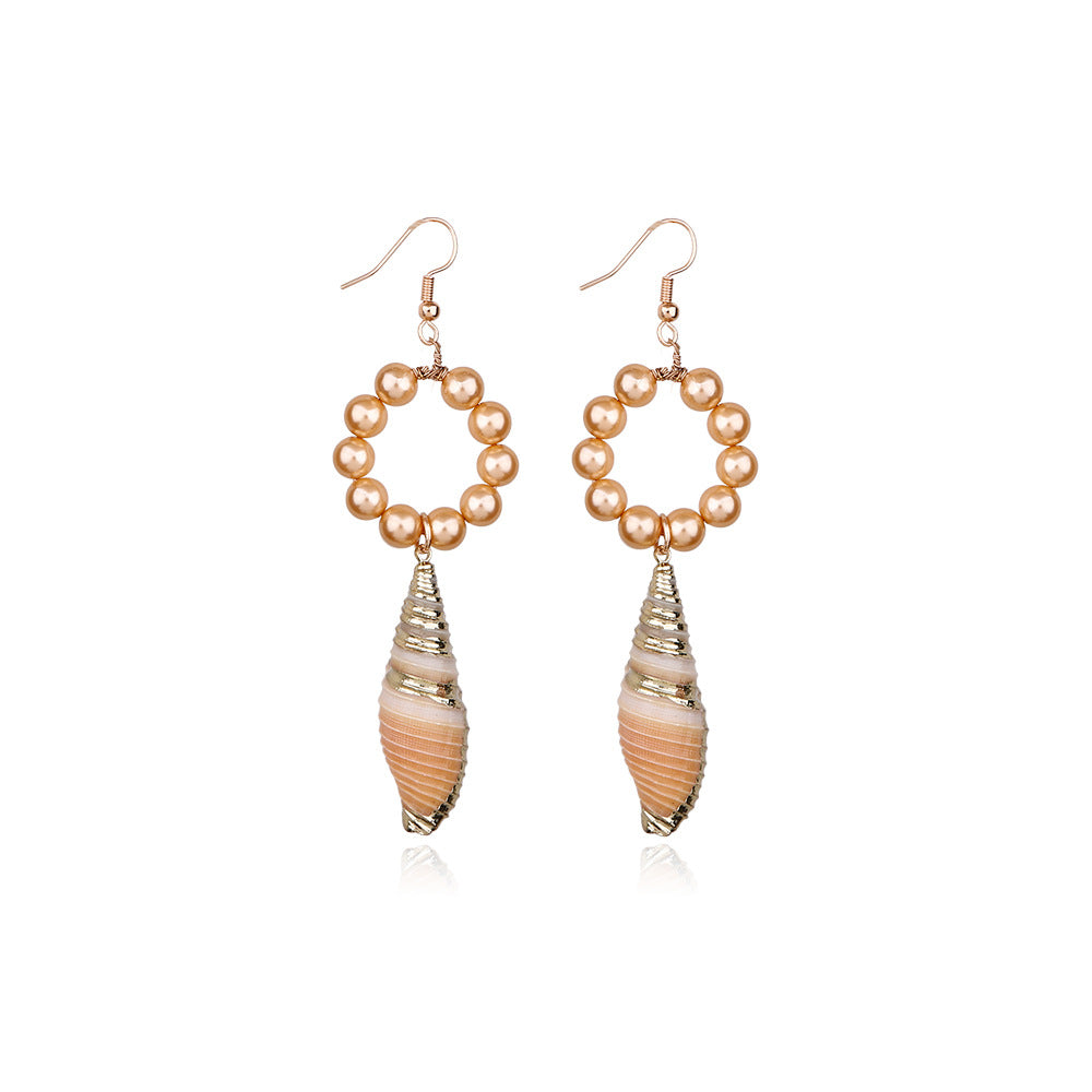 Wholesale Natural Pearl Seashell Conch Earrings