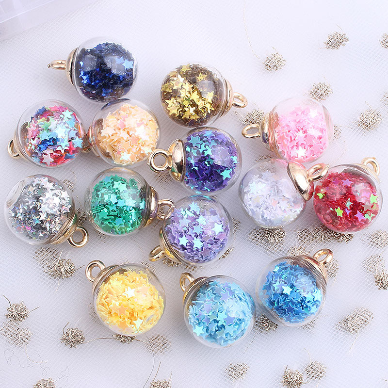 Wholesale 10pcs Colored transparent star glitter crystal glass ball beads
