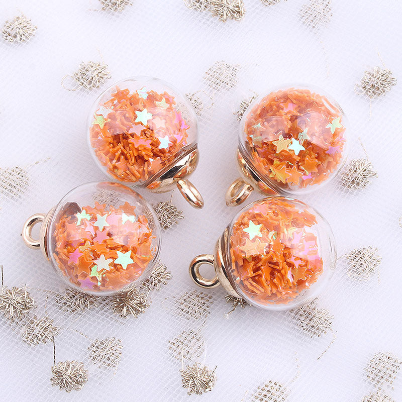 Wholesale 10pcs Colored transparent star glitter crystal glass ball beads
