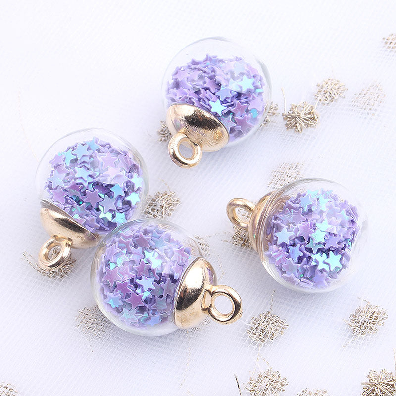 Wholesale 10pcs Colored transparent star glitter crystal glass ball beads