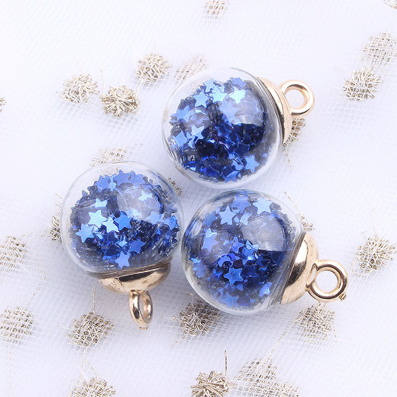 Wholesale 10pcs Colored transparent star glitter crystal glass ball beads