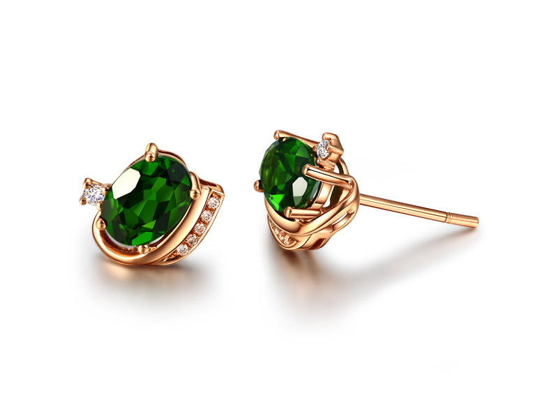 Wholesale Rhinestone Emerald Stud Earrings