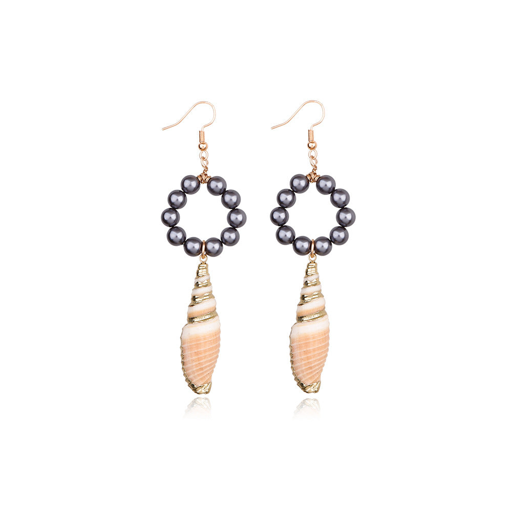 Wholesale Natural Pearl Seashell Conch Earrings