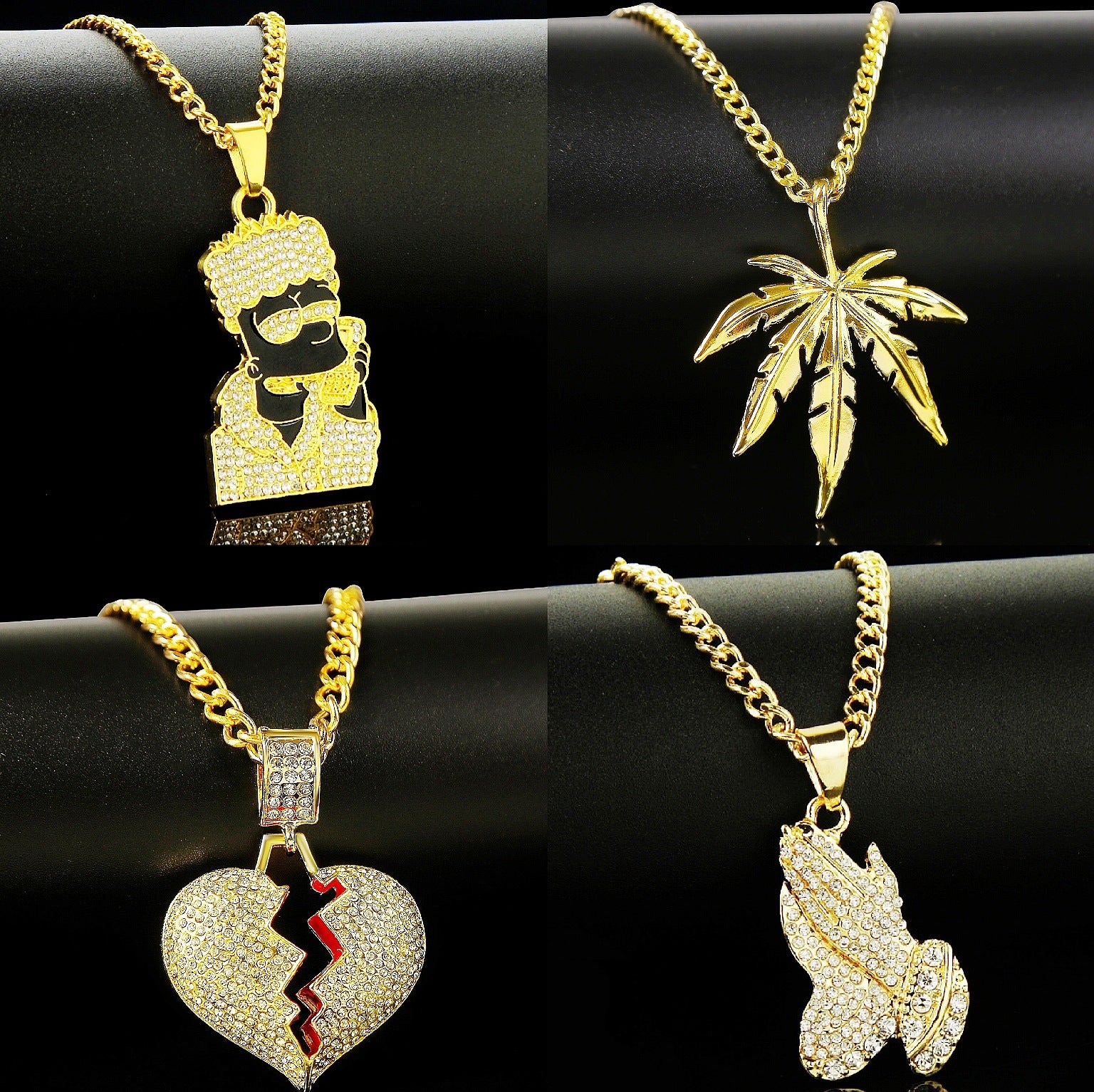 Wholesale Punk Men Hip Hop Full Diamond Necklace