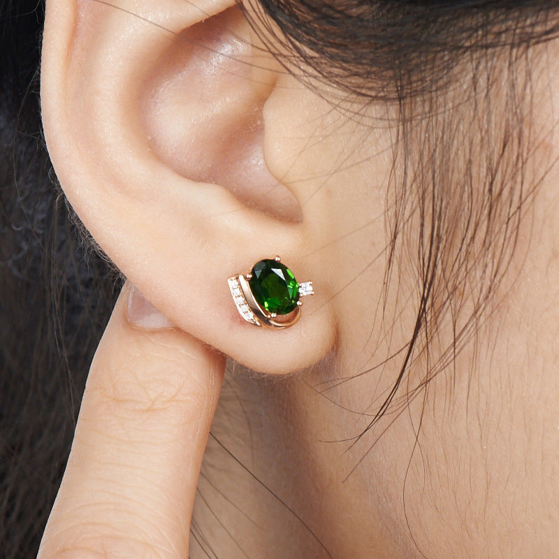 Wholesale Rhinestone Emerald Stud Earrings