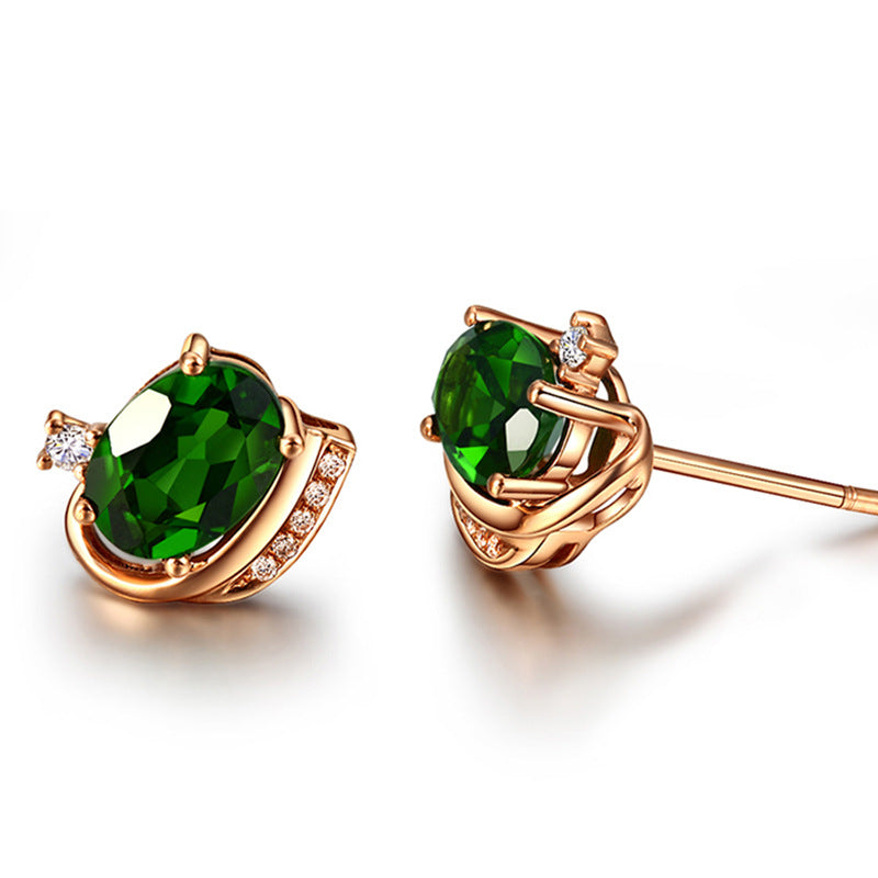 Wholesale Rhinestone Emerald Stud Earrings