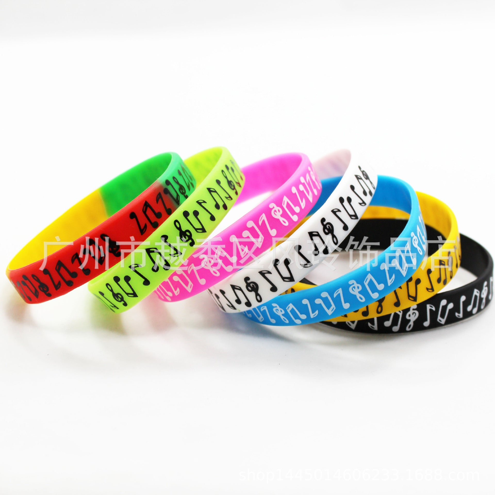 Música impresa al por mayor Notas de música Peripherales Ghana Silicone Bracelet