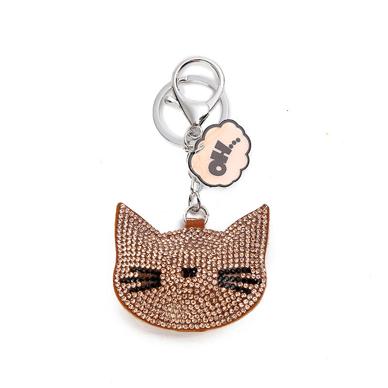 Wholesale Diamond Inlaid Cat Alloy Keychain