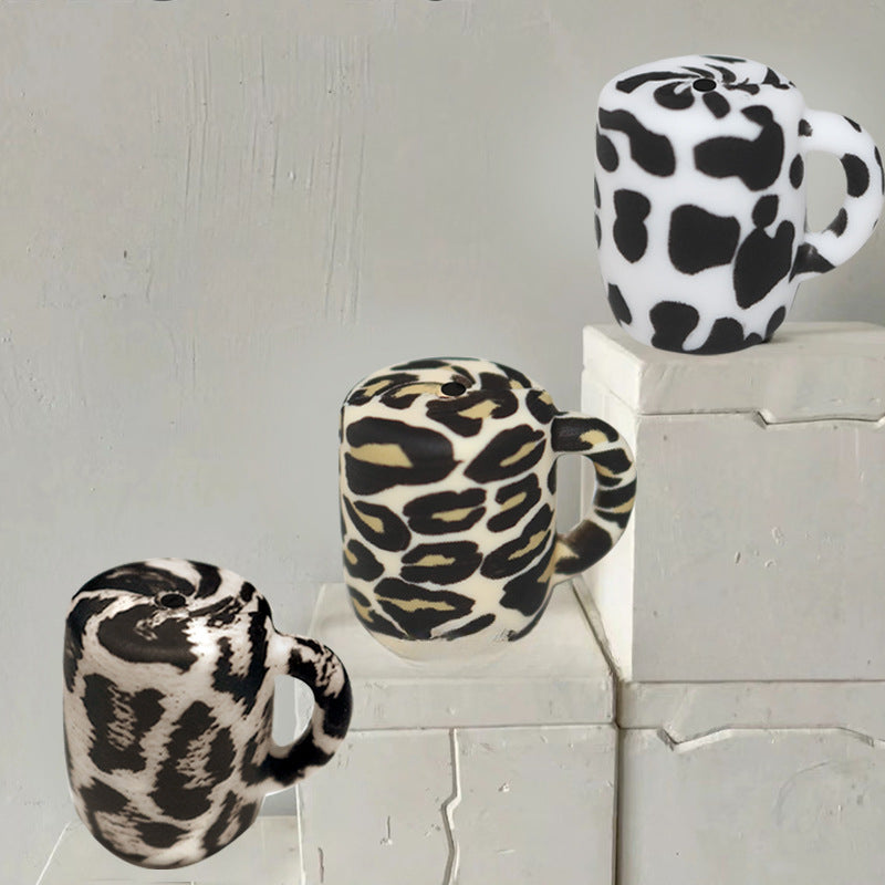 Wholesale 10PCS Leopard Print Water Cup Silicone Beads