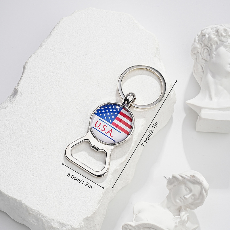 Wholesale American Flag Time Gem Father's Day Gift Wine Opener Metal Keychains