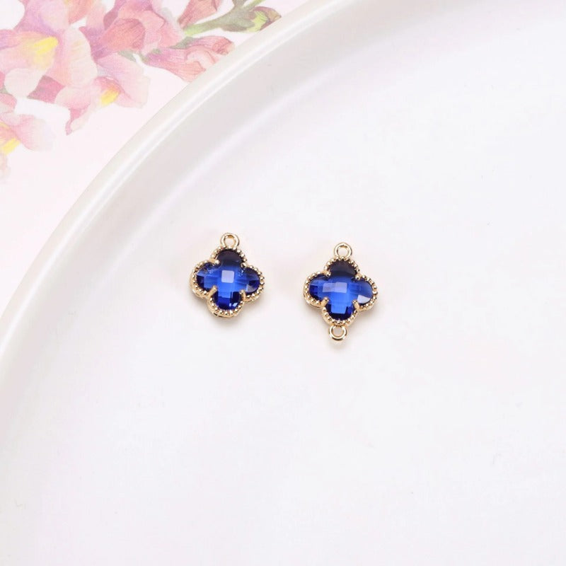 Wholesale 50pcs Crystal Double Hole Four Leaf Clover Pendant