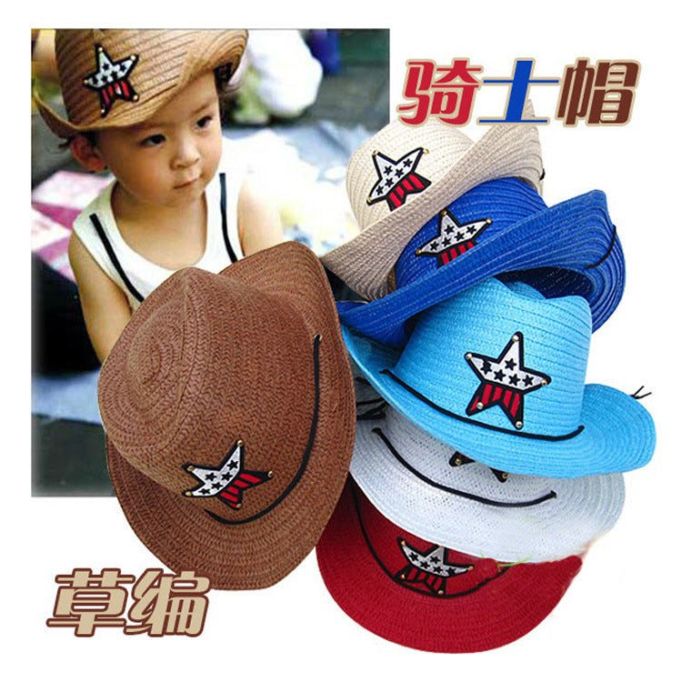 Wholesale of Western Cowboy Children's Sunshade Tencel Straw Hat