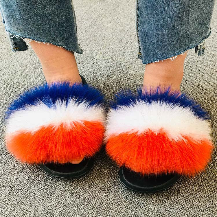 Wholesale fox fur slippers women's outdoor slippers home fur fur slippers