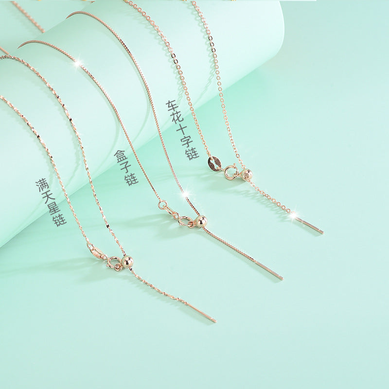 Wholesale S925 Silver DIY Necklace with Needle Adjustable Positioning Beaded Collar Chain