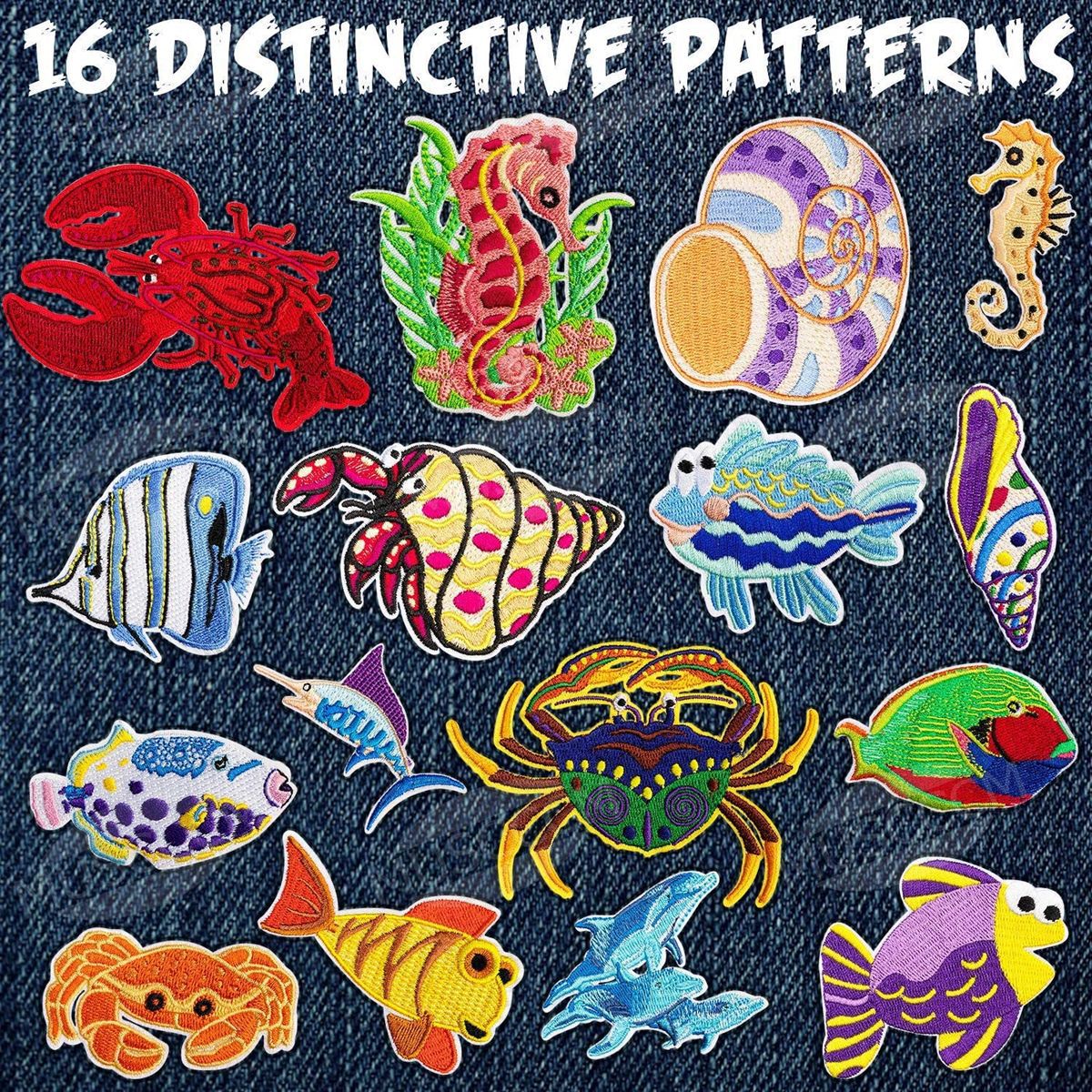 Wholesale Kids Cartoon Embroidered Felt Patches For DIY Clothing Bags Decor Underwater World Theme Everyday Use