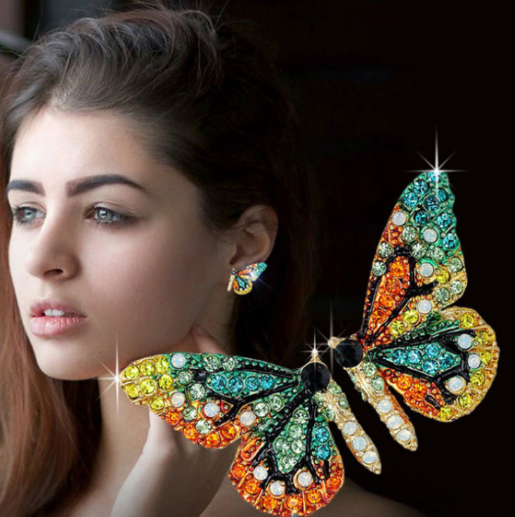 Wholesale Butterfly Wings Rhinestone 925 Silver Earrings