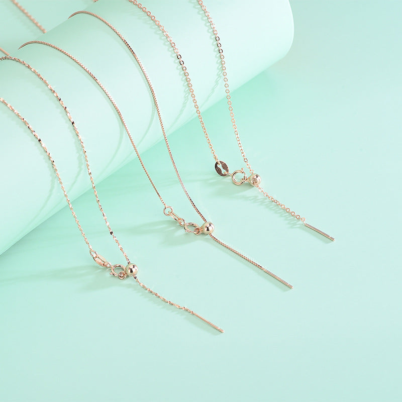 Wholesale S925 Silver DIY Necklace with Needle Adjustable Positioning Beaded Collar Chain