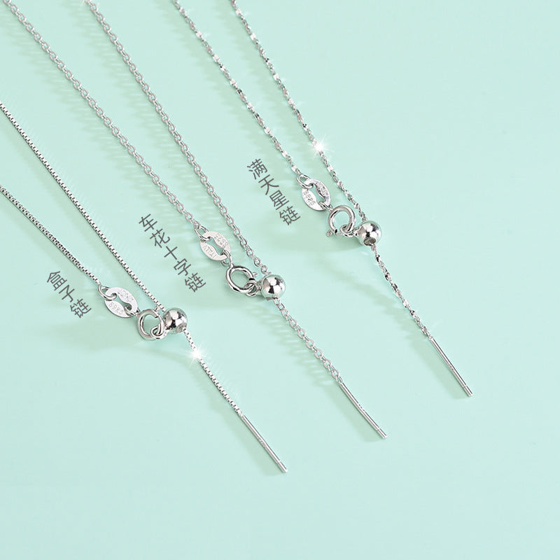 Wholesale S925 Silver DIY Necklace with Needle Adjustable Positioning Beaded Collar Chain