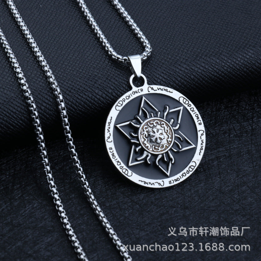 Wholesale Solid men's domineering axe vintage necklace