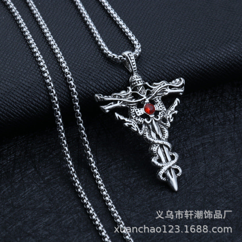 Wholesale Solid men's domineering axe vintage necklace