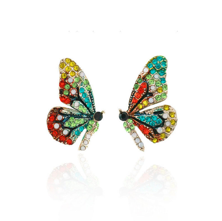 Wholesale Alloy Inlaid Diamond Butterfly Earrings